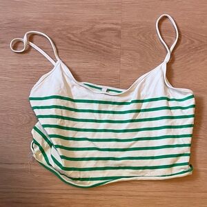 Solid & Striped Green and White Bikini Women's Top
